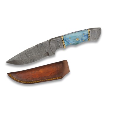 Cuchillo Damasco Hueso Azul