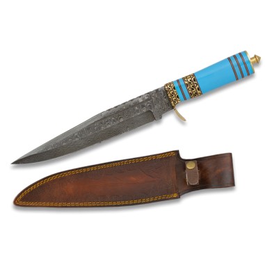 Damascus Sporting Knife Leather Sheath