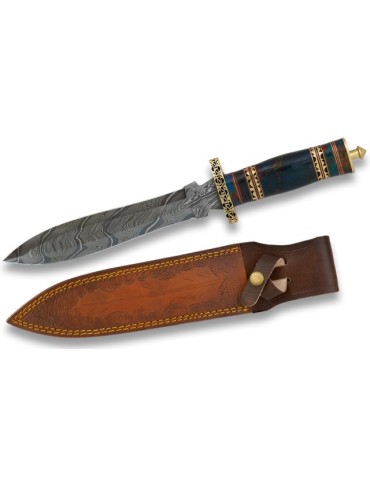 Cuchillo Damasco Bowie con Funda de Piel