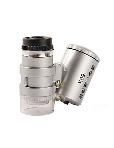 Mini microscope 60x avec éclairage à 2 LEDs