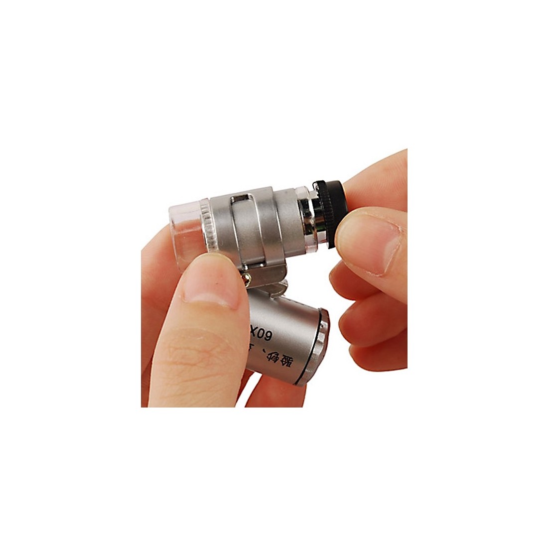 Mini microscope 60x avec éclairage à 2 LEDs