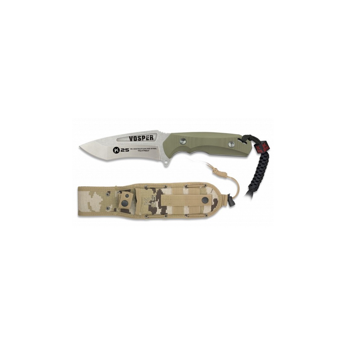 Coltello K25 Coyote VOSPER - Acciaio 7Cr17MoV, Manico G10