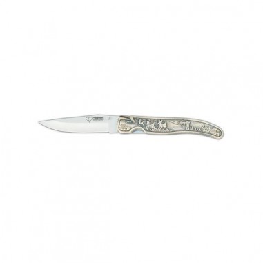 SILVER DECORATED KNIFE WITH HUNTING...