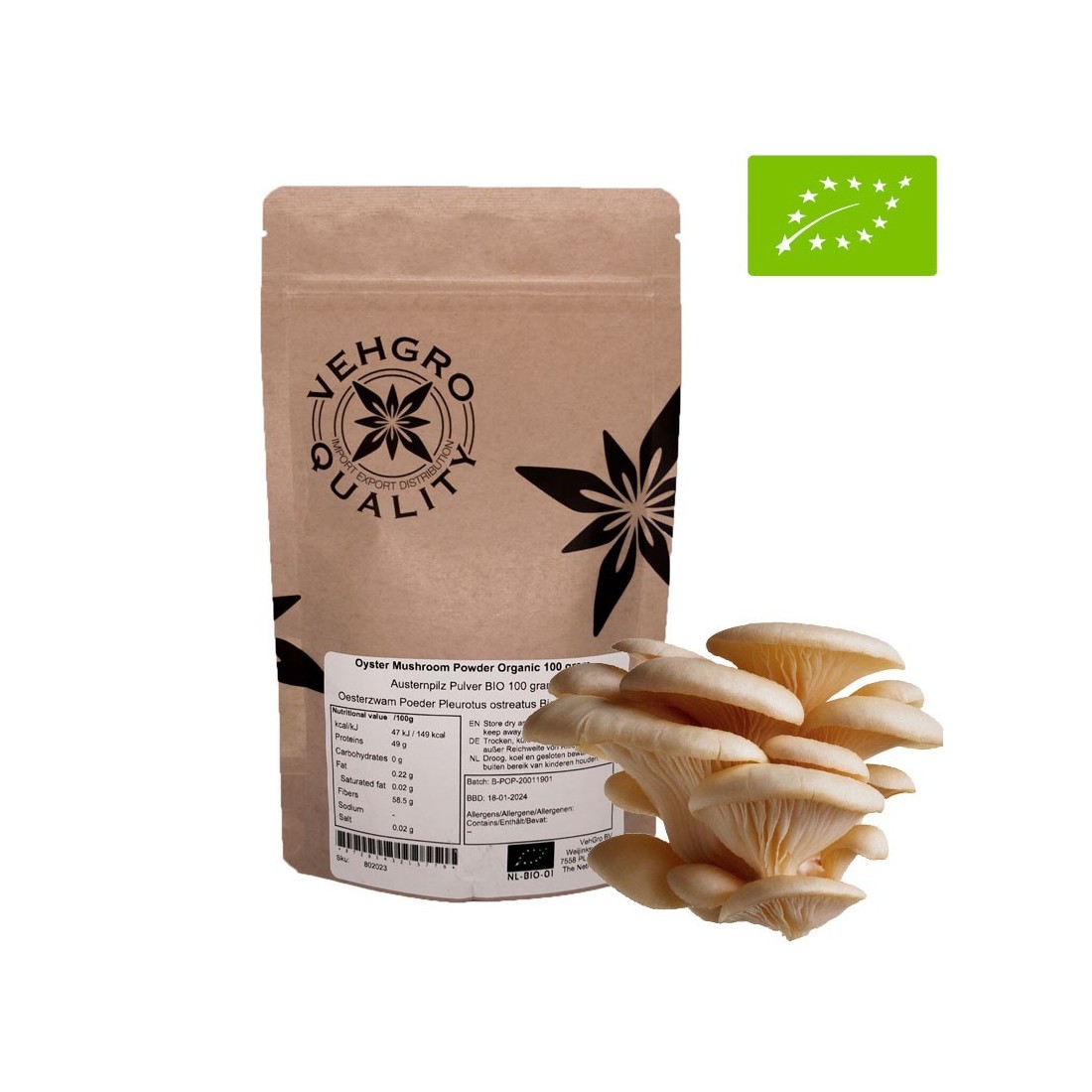 Organic Oyster Mushroom Powder - Boost Immunity & Digestion
