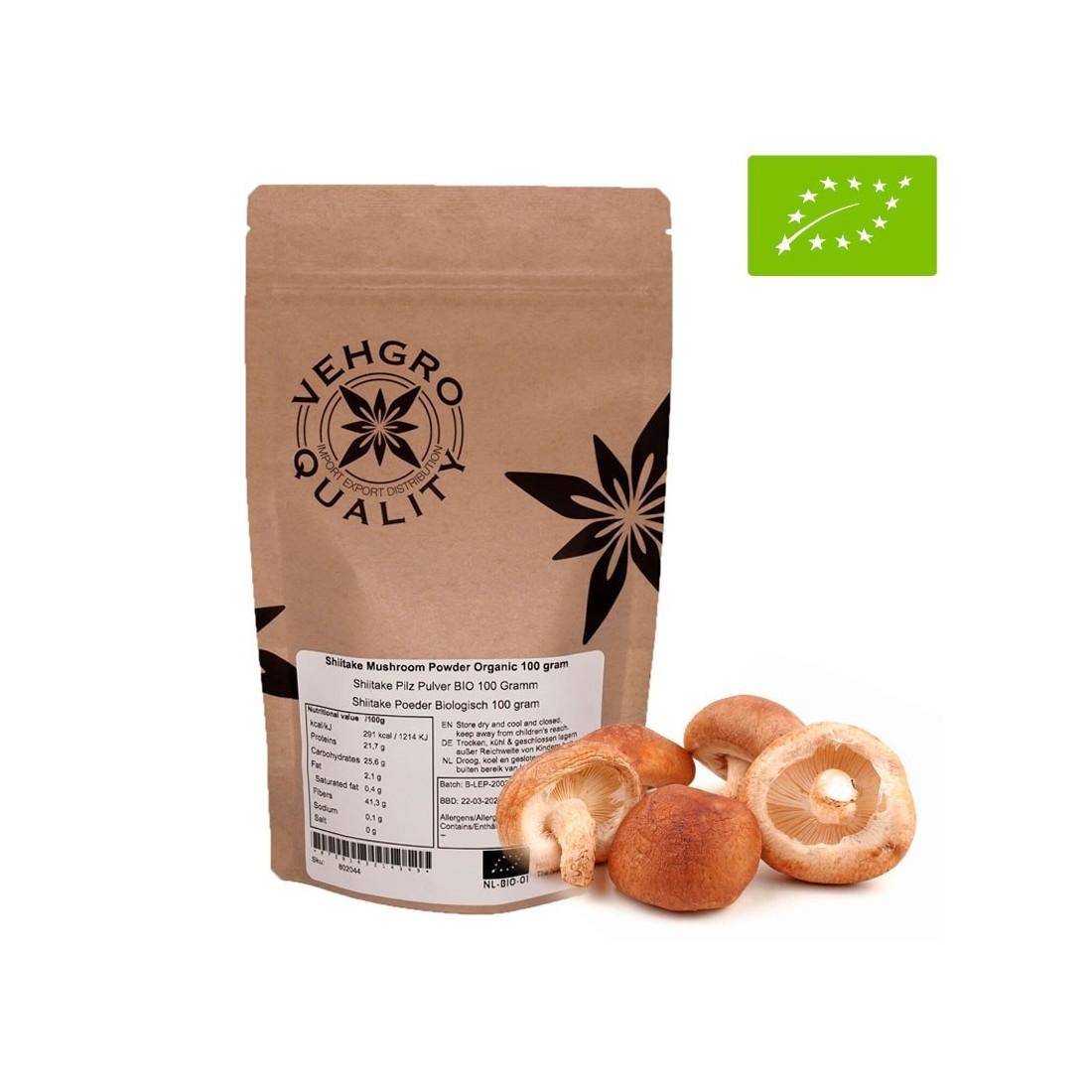 Bio-Shiitake gehackt 1-3 mm – Superfood für Gesundheit