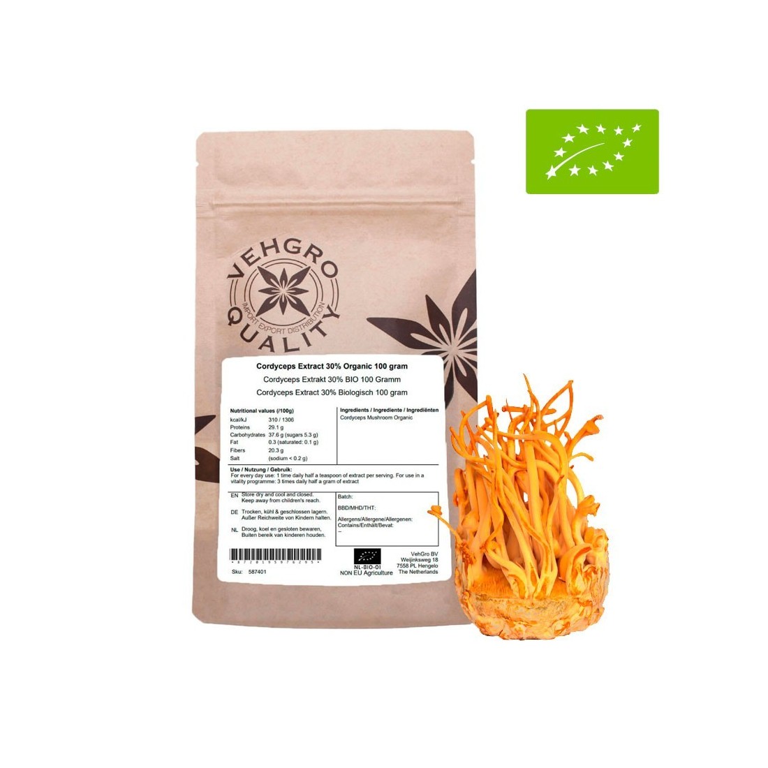 Extracto Cordyceps 30% BIO | Energía Natural y Sostenible