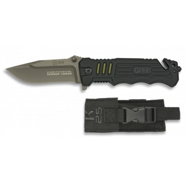 K25 knife black. Rubber coated. h: 8.7