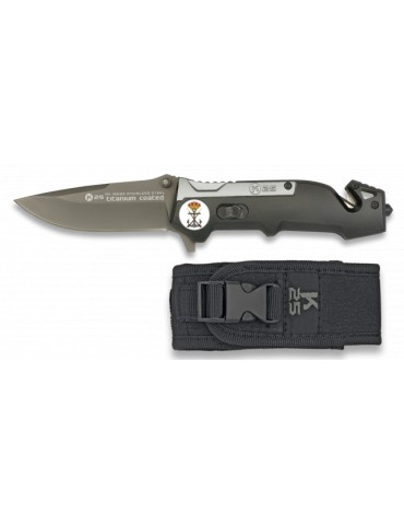 Faca Tática K25 Titânio Preta - Lâmina Durável 8,3cm 2
