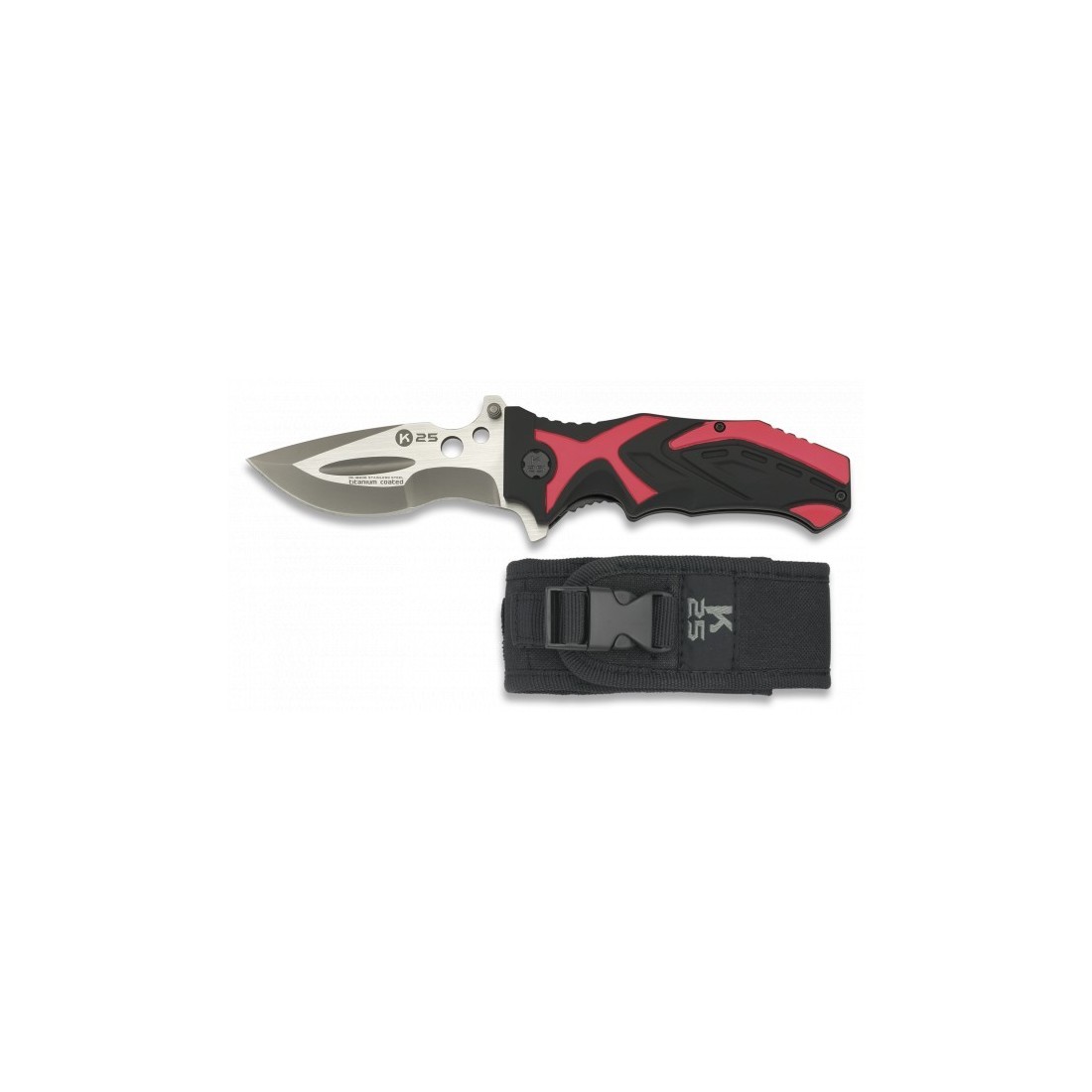 Coltello K25 Nero Rosso Titanio 9,3cm