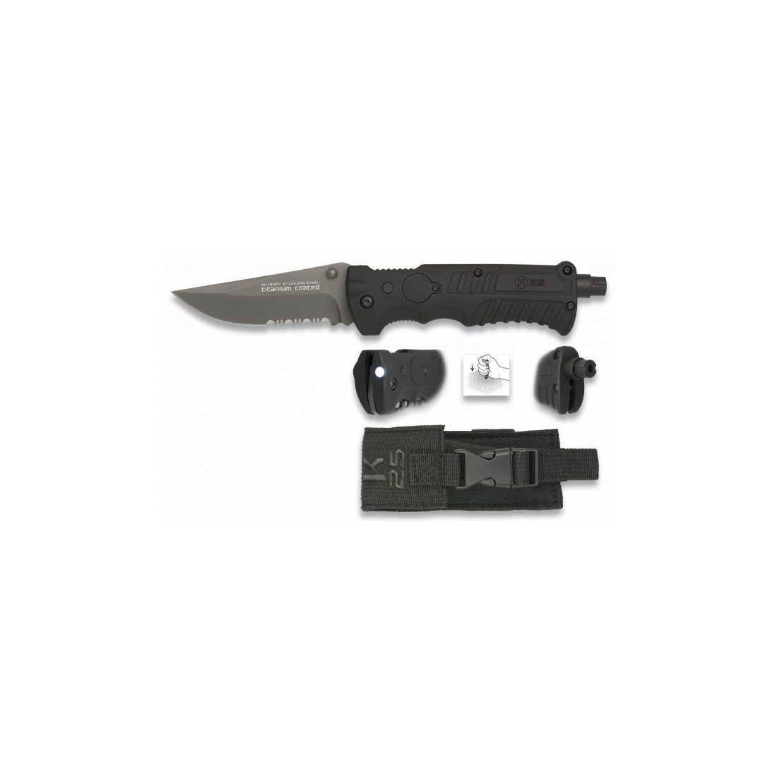 Couteau de poche K25 Noir 9cm Acier Inoxydable