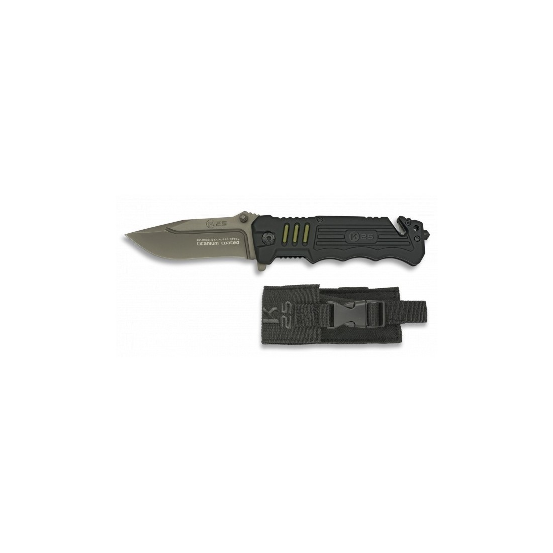 Couteau K25 Noir Multi-Usage - Acier Titane & Caoutchouc