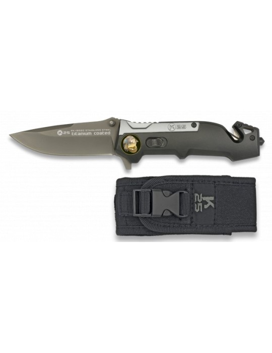 Couteau Cravate K25 Titane Noir | Style & Durabilité Couteau Cravate K25 Titane Noir | Style & Durabilité
