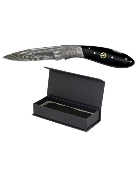 Navaja Damasco Negra 8cm | Elegante y Duradera Navaja Damasco Negra 8cm | Elegante y Duradera