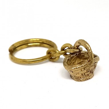 Brass wicker basket keychain