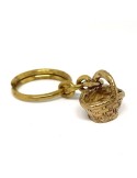 Elegant Brass Wicker Basket Keychain