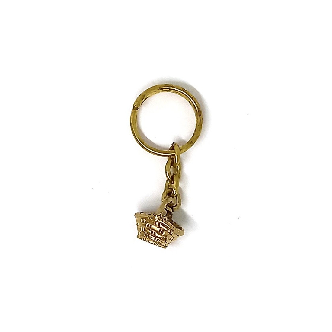 Elegant Brass Wicker Basket Keychain