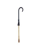 Black Leather-Wrapped Rush Root Cane | Elegance & Support