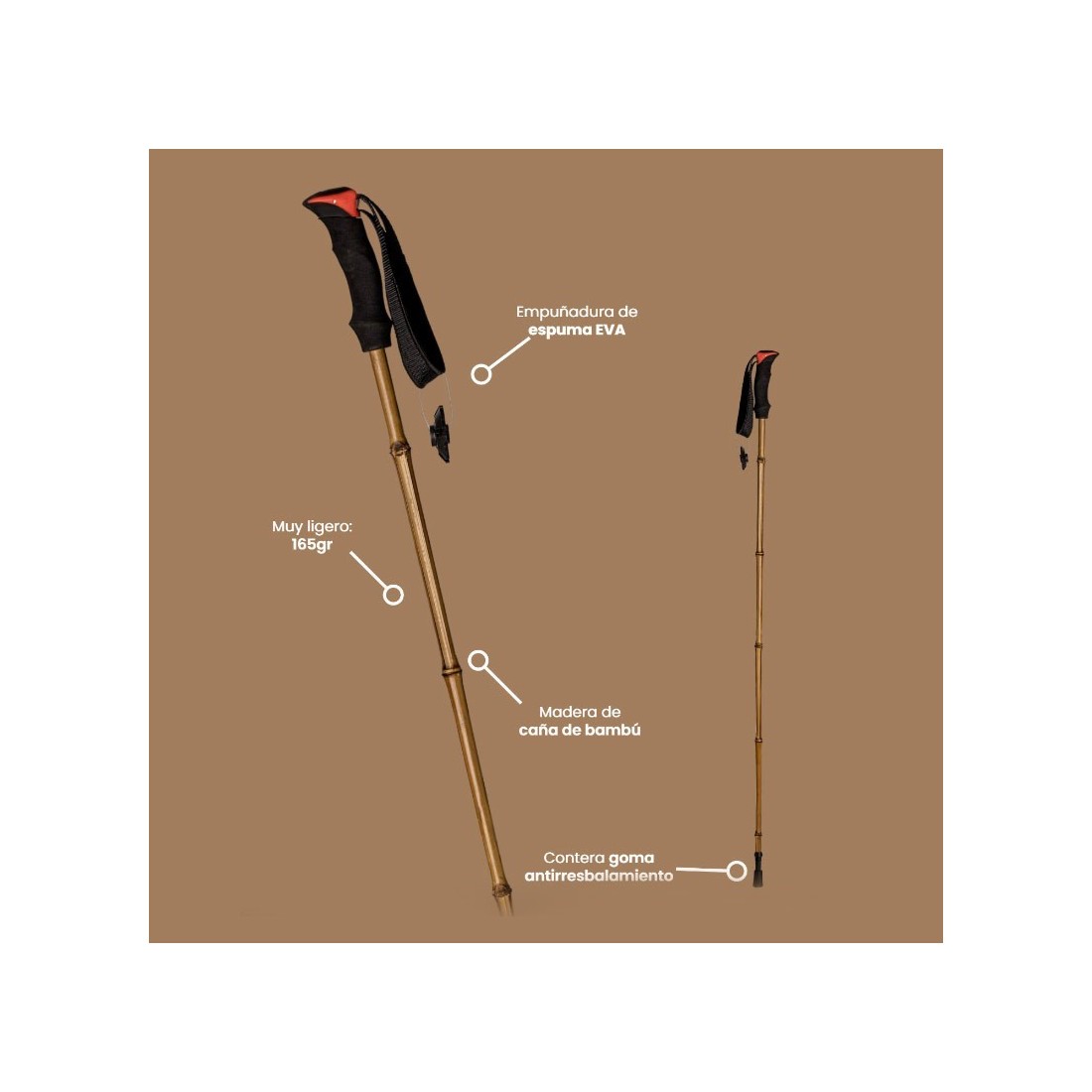 Bastone da Trekking Bambù 115cm - Leggero e Sostenibile