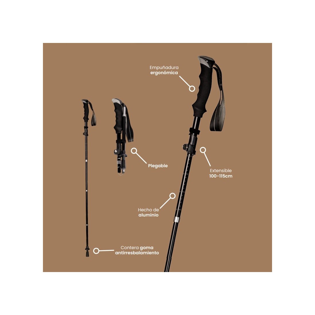 Foldable Aluminum Hiking Stick | Lightweight & Durable...