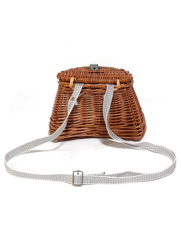 Cesta costera de mimbre pequeña para setas con tapa y cinta ajustable 2