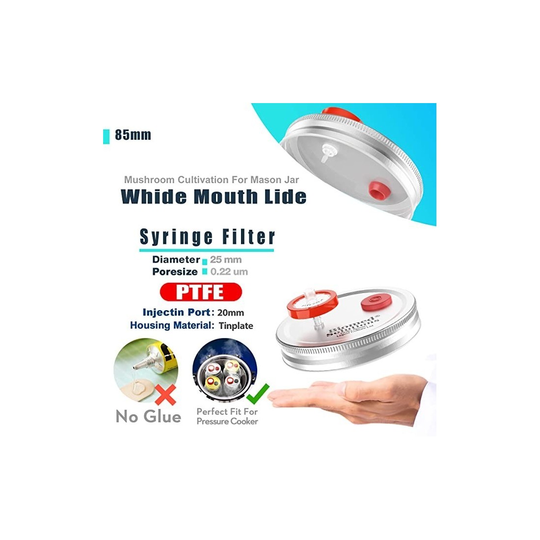 Cultive Cogumelos com 6 Tampas Líquidas Profissionais