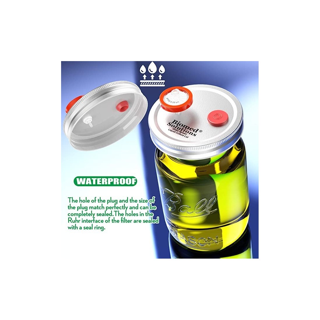 Cultive Cogumelos com 6 Tampas Líquidas Profissionais