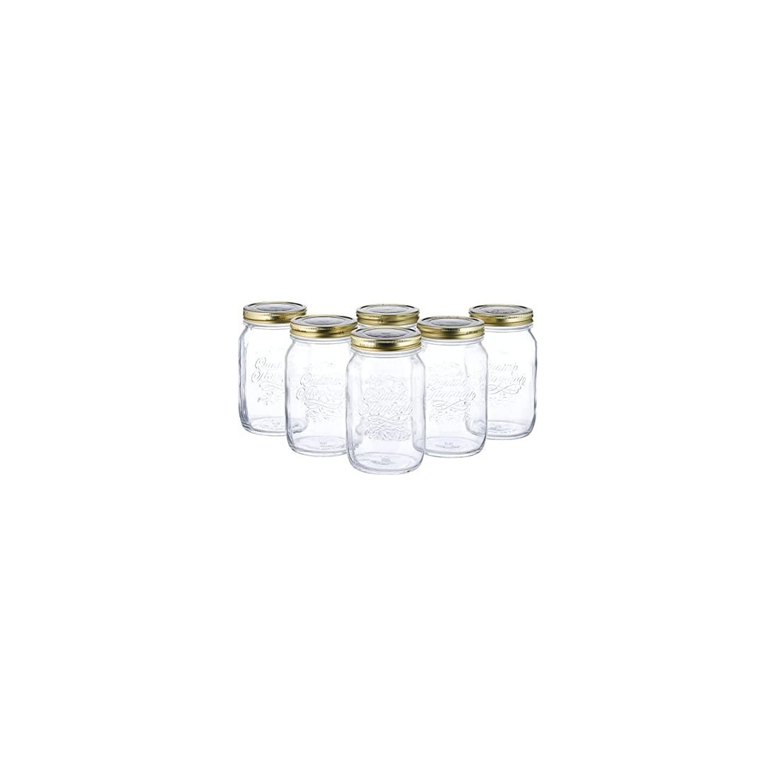 Set di 6 Barattoli Vetro 1000ml Con Coperchi Ermetici