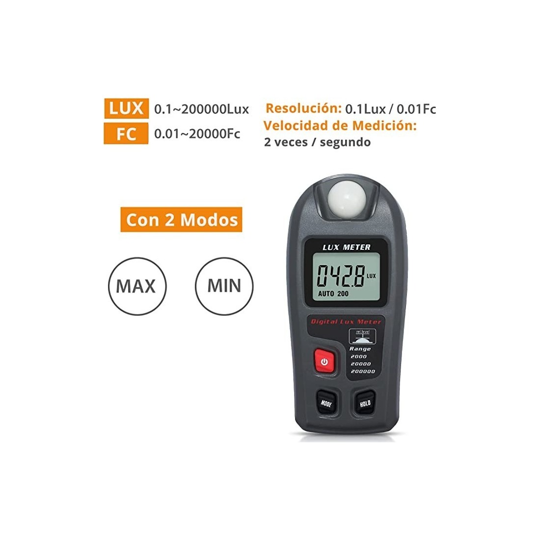 Medidor de Lux LCD Preciso y Portátil