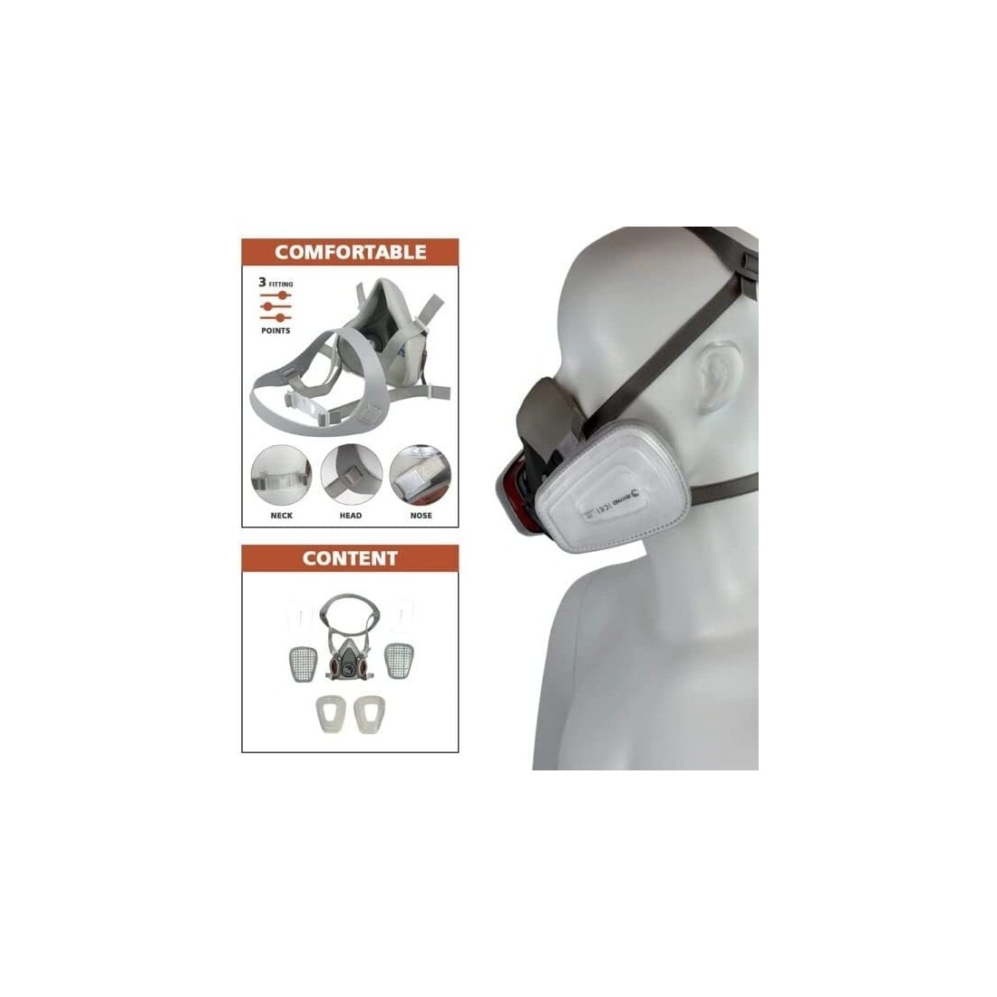 Maschera Facciale Antipolvere RSM con 2 Filtri -...