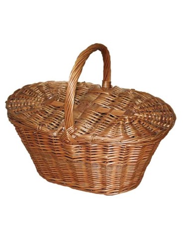 Panier En Osier Avec Couvercle – Grande Capacité 33x24x26 Cm | Pour Pique-Nique, Rangement Maison, Décoration