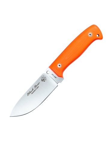 Blackbear Orange Knife with Leather Sheath - Handcrafted...