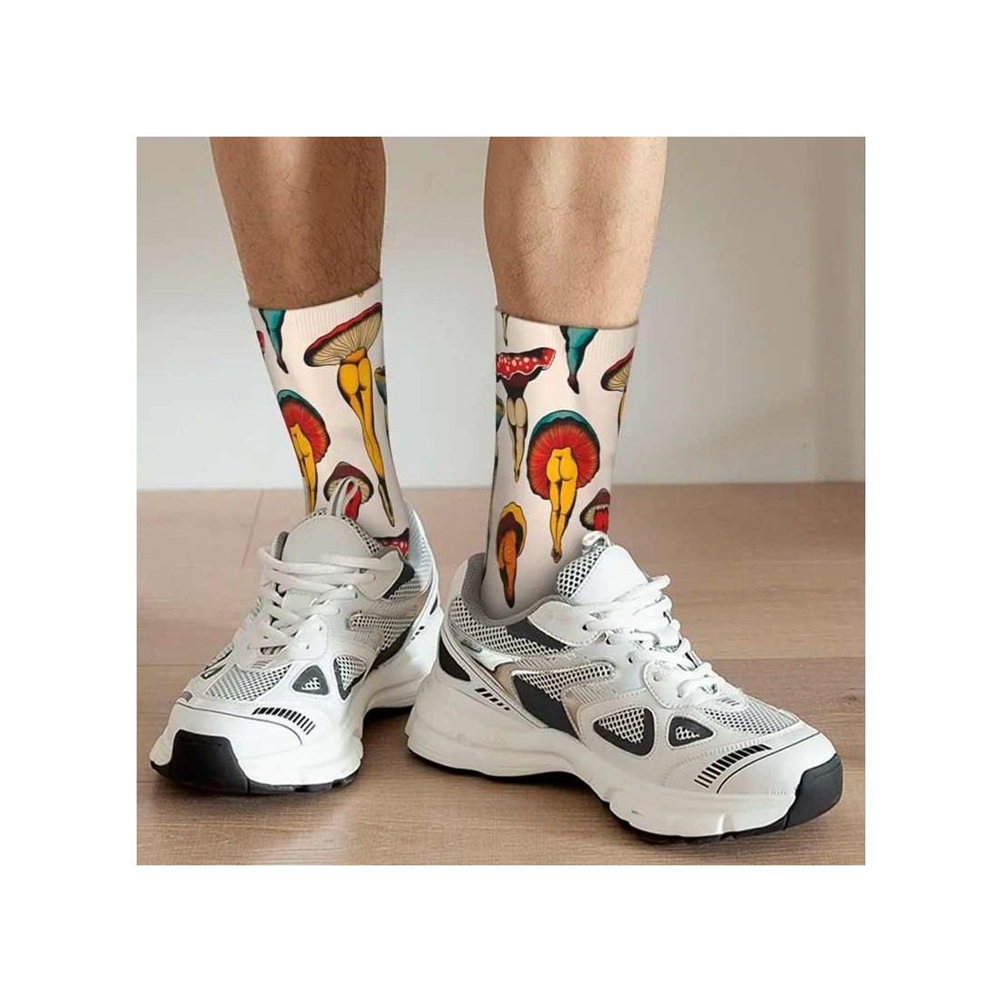 Chaussettes Imprimées Champignons 06 - Design Original...