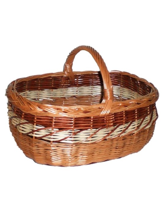 Panier en osier artisanal FUNGHI avec design multicolore entrelacé pour décoration et rangement élégant.