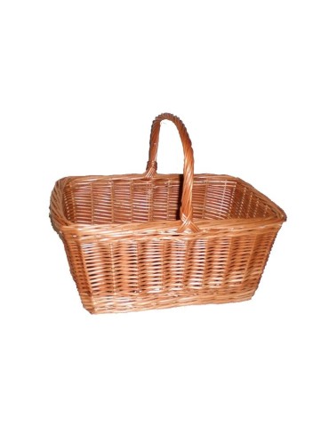 Cesta vasca rectangular de mimbre para alimentos, diseño tradicional con asa, 38x28x17 cm.