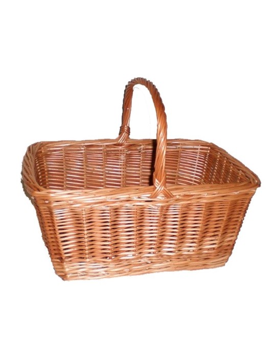 Traditional rectangular Basque wicker basket, 49x35x23 cm, robust design for home organization and decor.