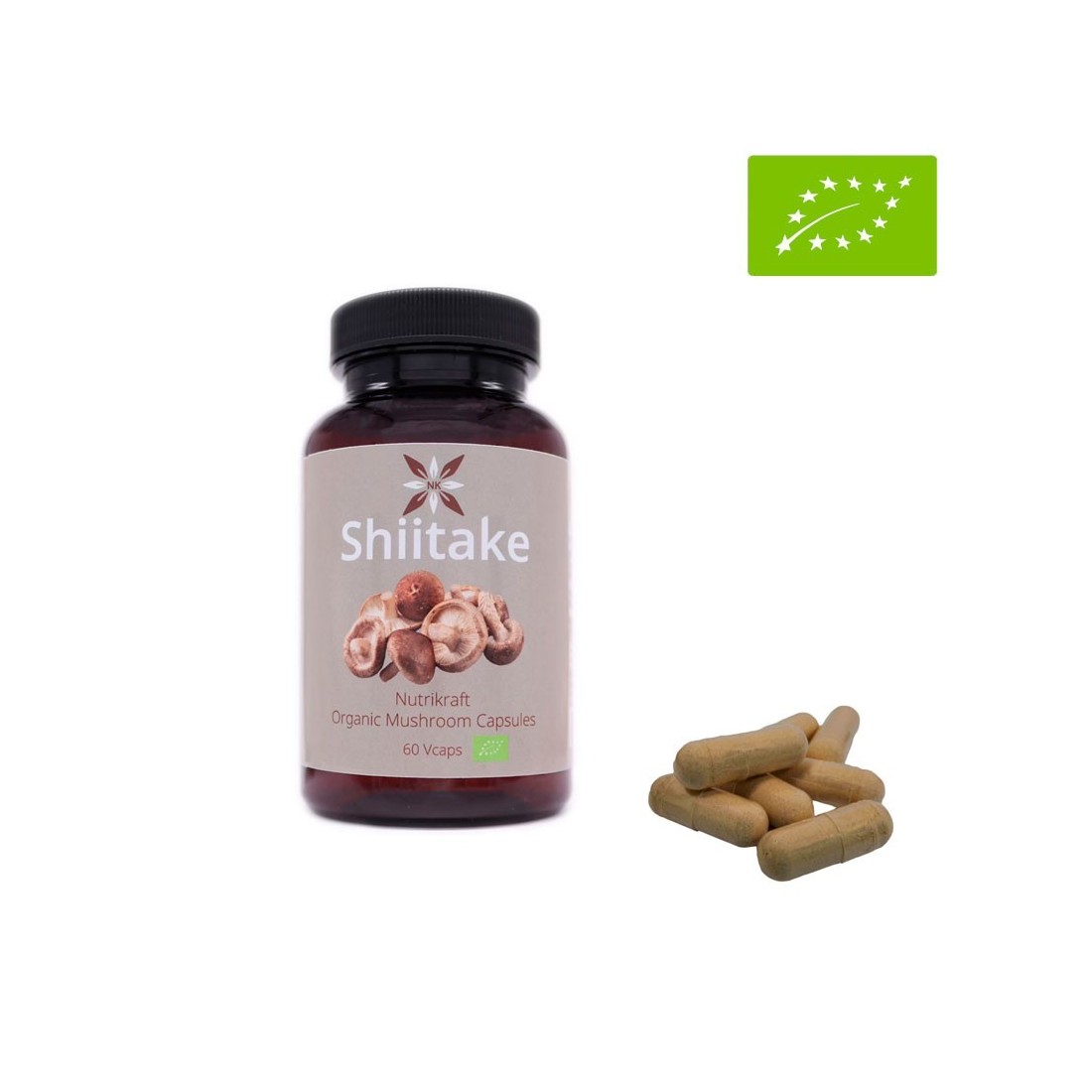 Organic Shiitake Capsules 60x500mg - Boost Immunity & Energy