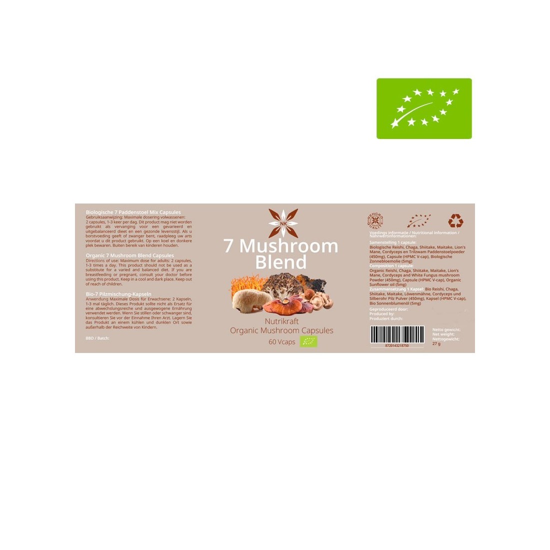 Mezcla 7 Setas Medicinales 60 Cápsulas Bio