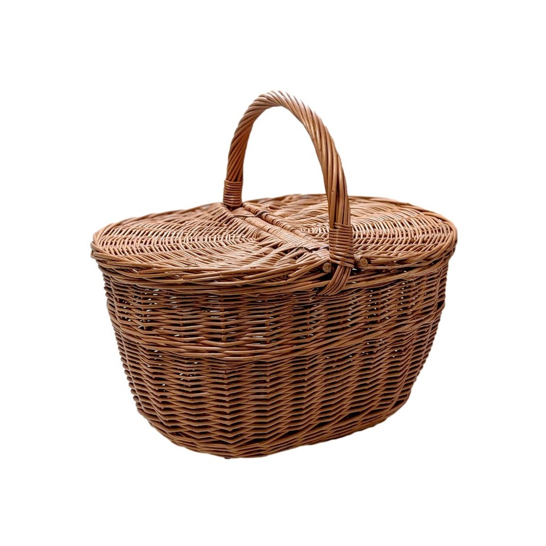 Cesto in vimini bicolore con coperchi e manico rinforzato, 47x36x41 cm per raccolta e stoccaggio.