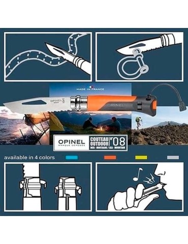 OPINEL Navaja Outdoor Rojo Tierra Serrada Silbato 2