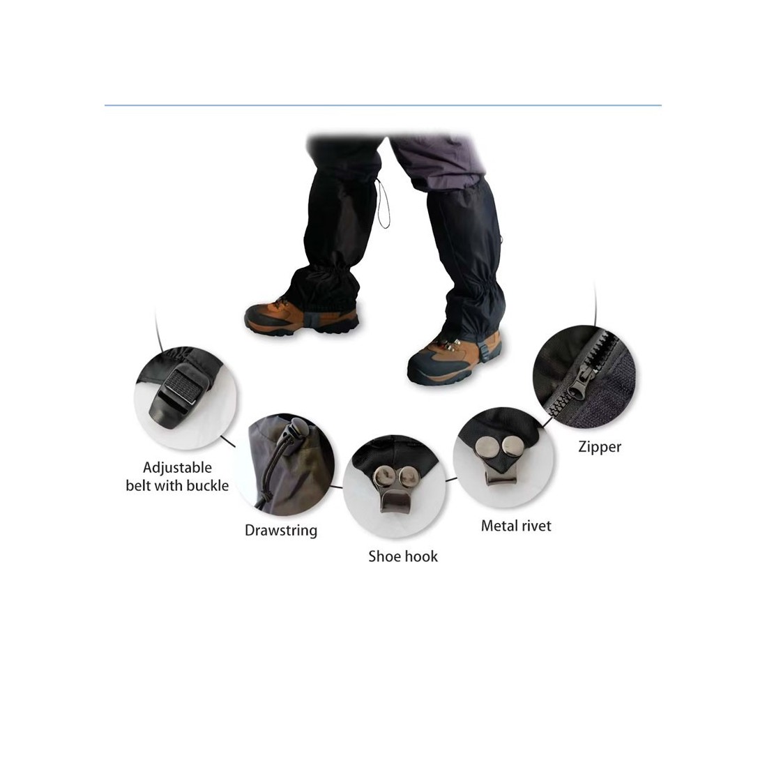 Guêtres en Nylon Noir TRIXES - Protection & Style