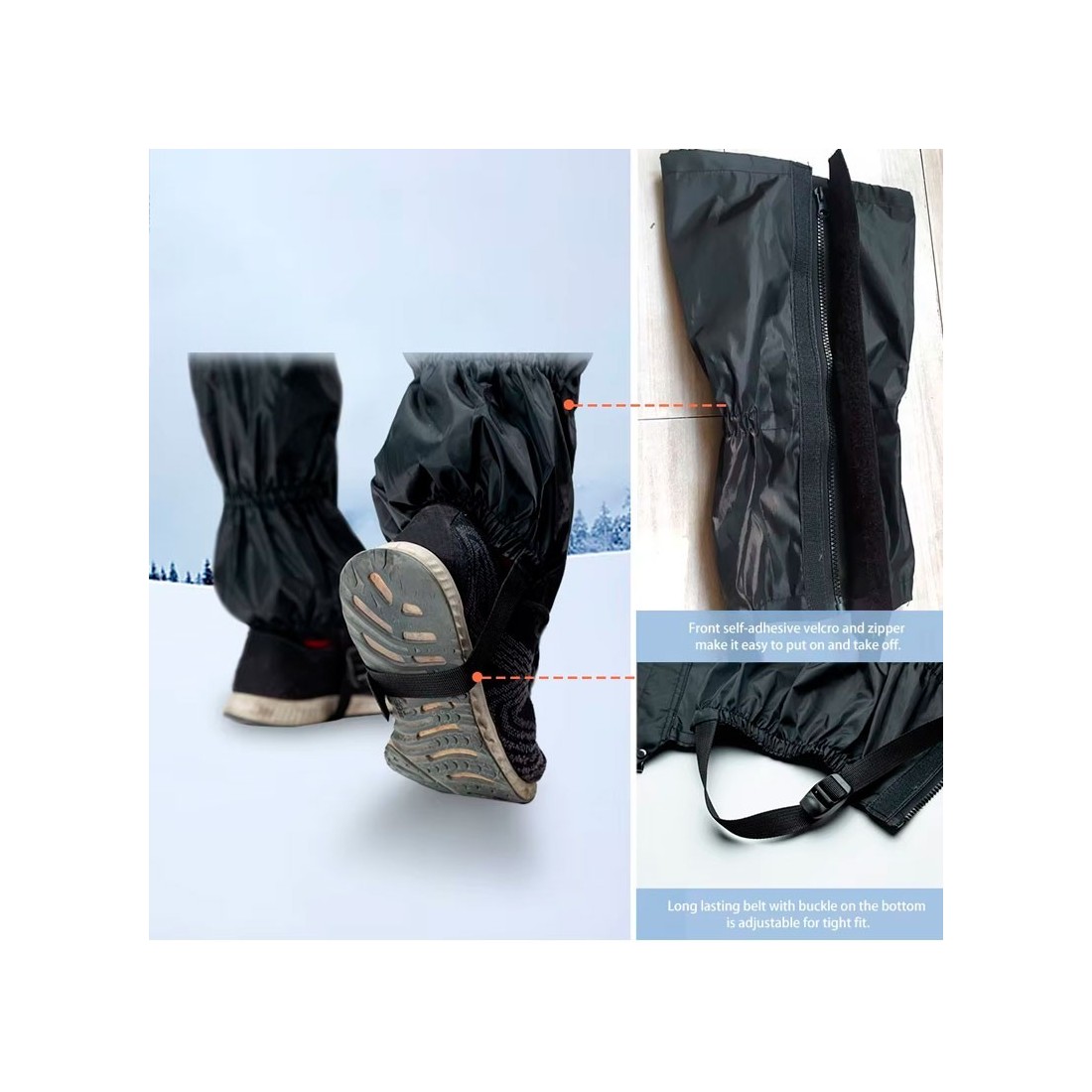 Guêtres en Nylon Noir TRIXES - Protection & Style