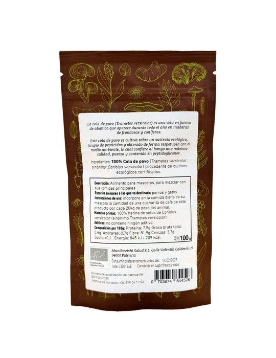 Cola de Pavo en polvo. 100 gr (Trametes versicolor) MicoPet