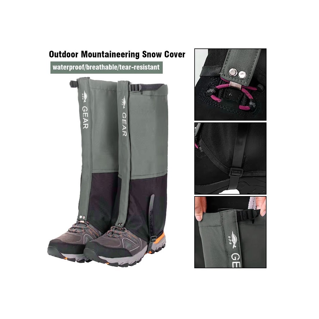 Waterproof High Gaiters for Skiing and Hiking