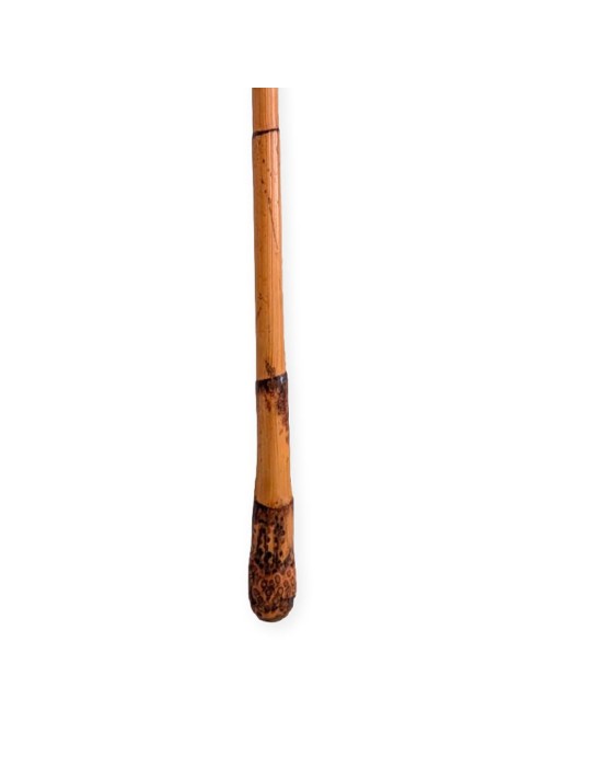 Black Leather-Wrapped Rush Root Cane | Elegance & Support