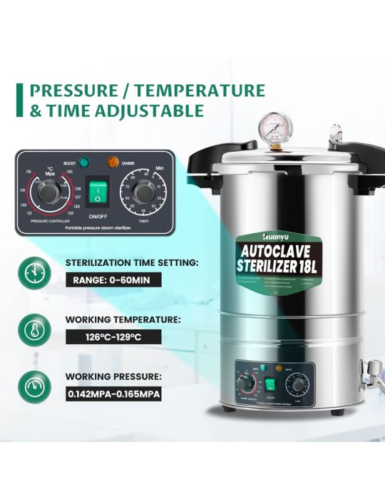 Autoclave Sterilizzatore 18L Vapore Alta Pressione