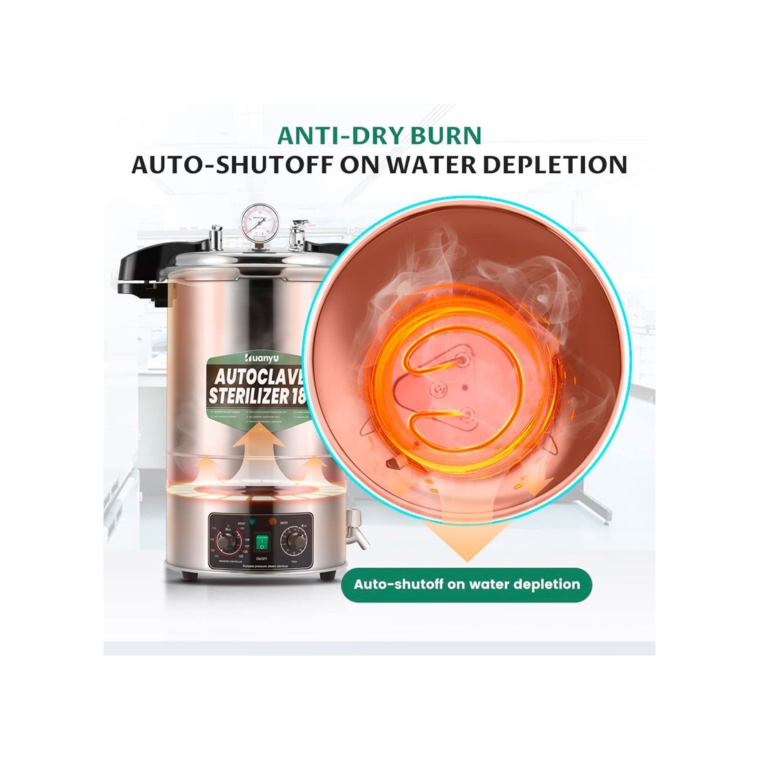 Autoclave Sterilizzatore 18L Vapore Alta Pressione