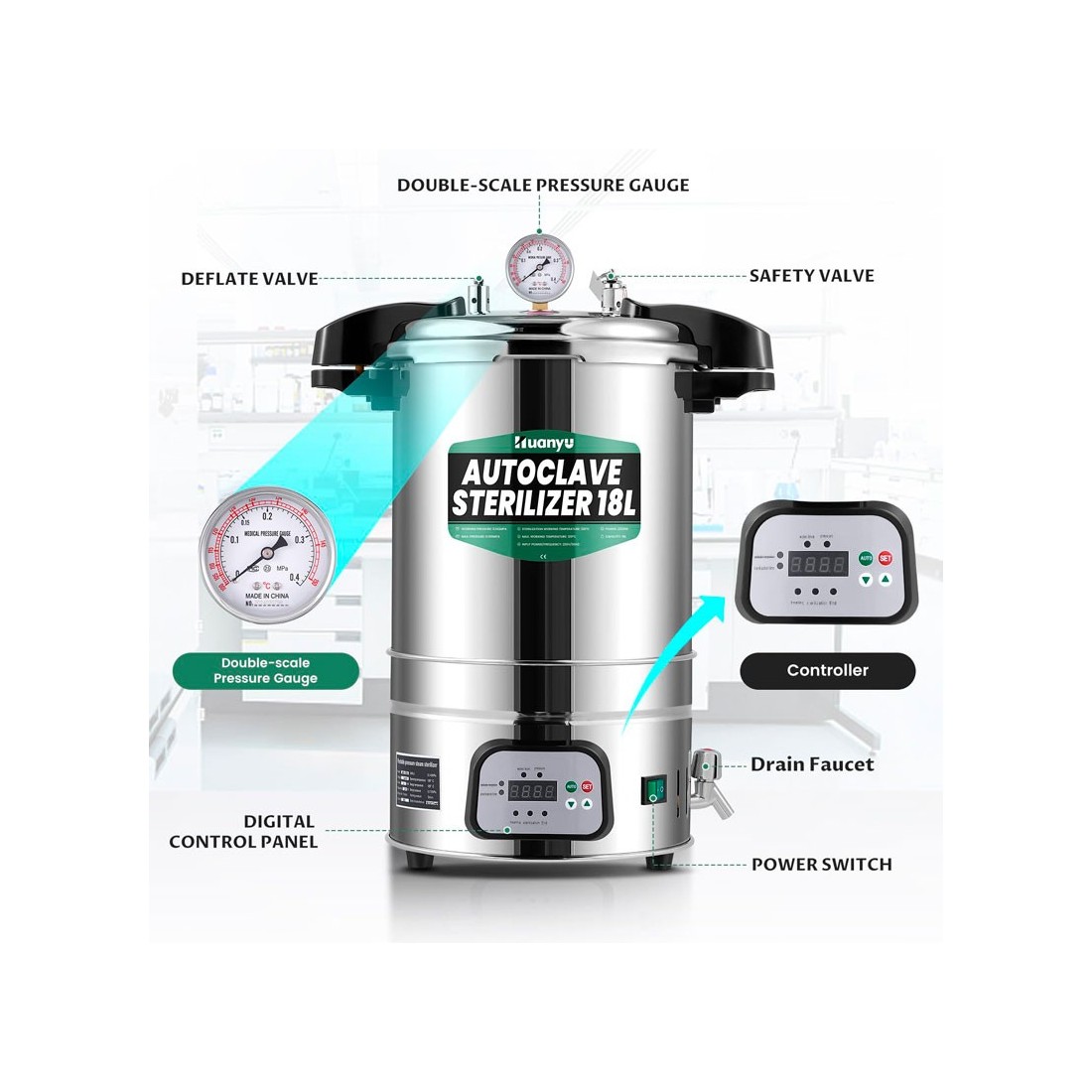 Autoclave esterilizador automático – Controle inteligente 18 L