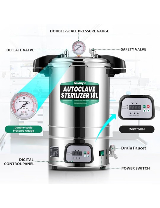 Autoclave esterilizador automático – Controle inteligente 18 L