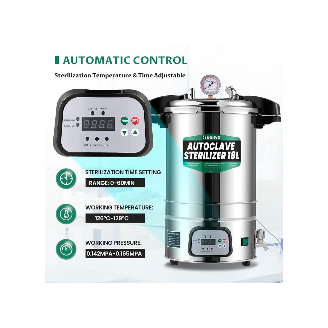 Autoclave esterilizador automático – Controle inteligente 18 L