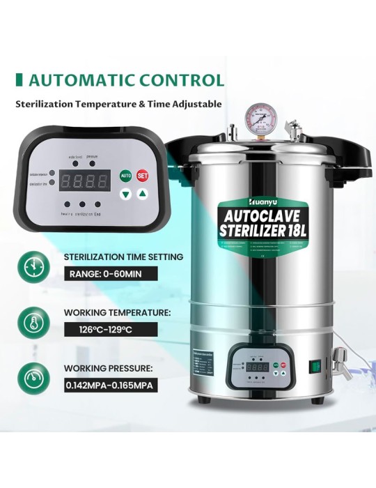 Autoclave esterilizador automático – Controle inteligente 18 L